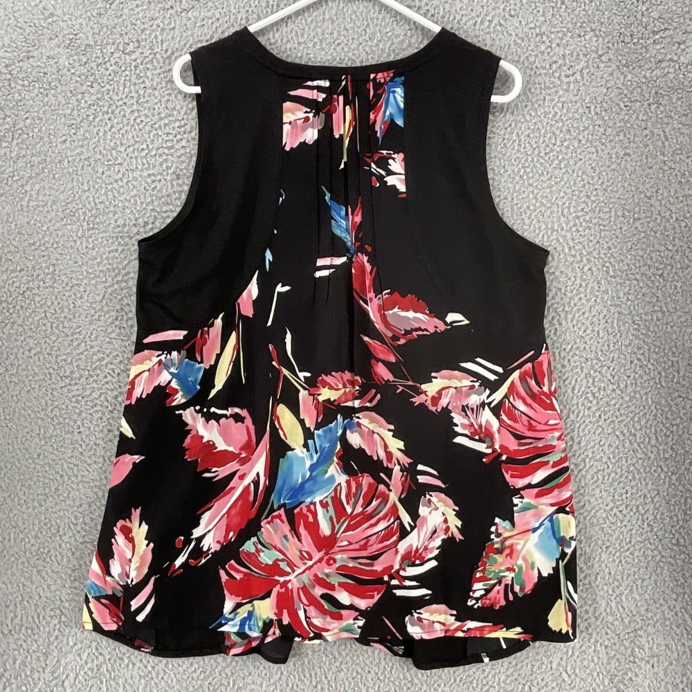 Soft Surroundings Blouse Womens XL Black Floral‎ Pleated Tunic Sleeveless - Picture 3 of 8